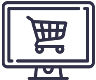 Shopping cart in a computer monitor icon