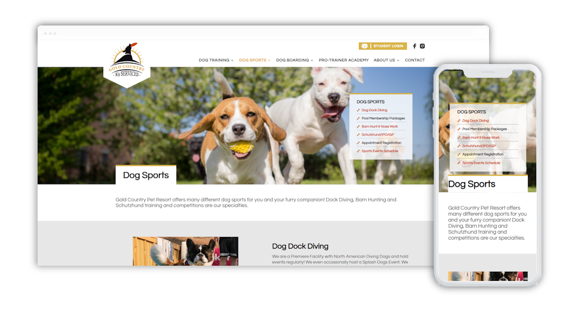 Gold Country K9 Website design preview.