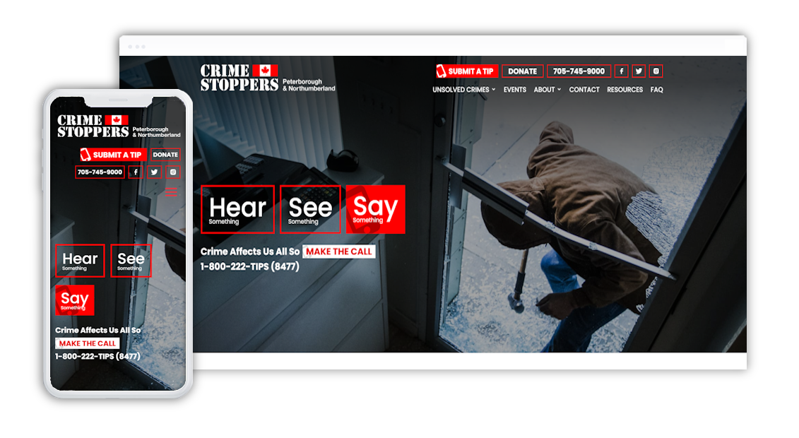 Crime Stoppers Website design preview.