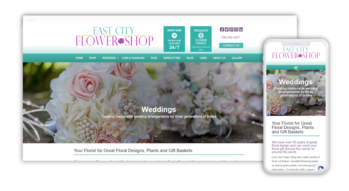 Preview Image of the East City Flower Shop Website.