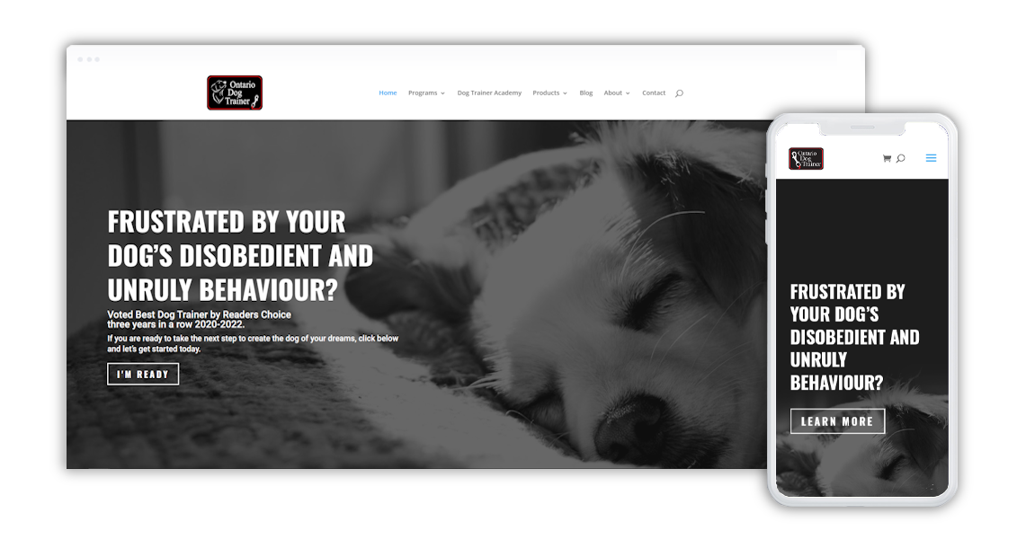 Ontario Dog Trainer Website design preview.