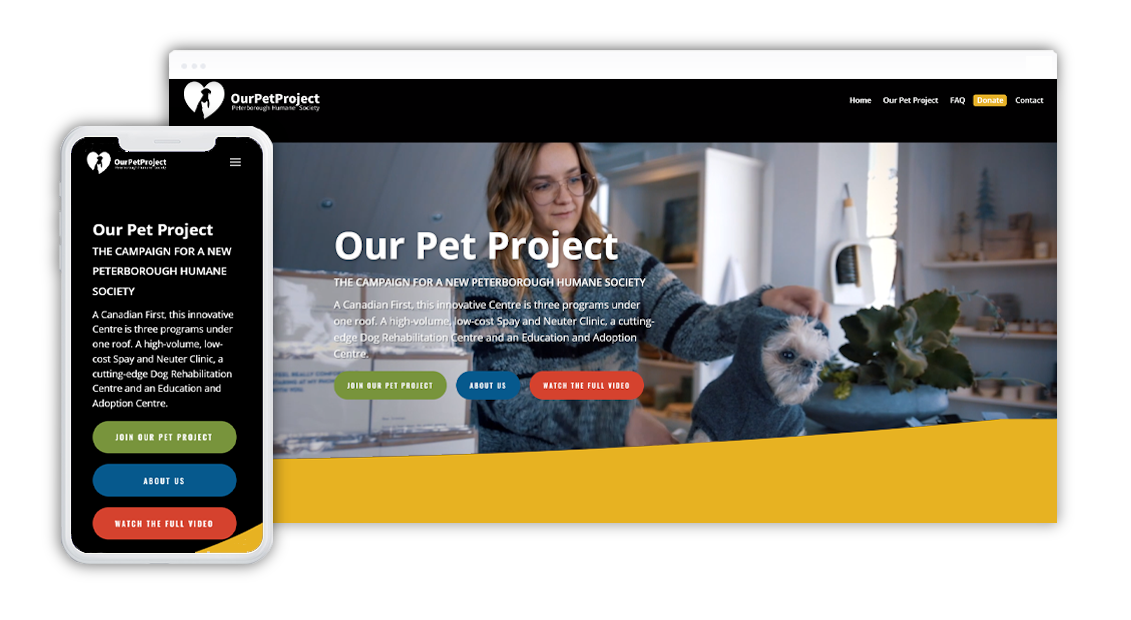 Preview Image of the Our Pet Project Website.